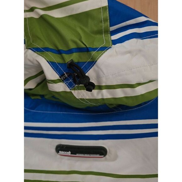 Sessions Terrain Striped Jacket Green & Blue Hooded Waterproof skiing snowboard - Picture 9 of 16